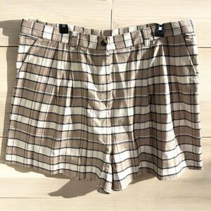 NWT Treasure & Bond Beige Plaid Chanterelle‎ Cotton Viscose Shorts Women Plus 18